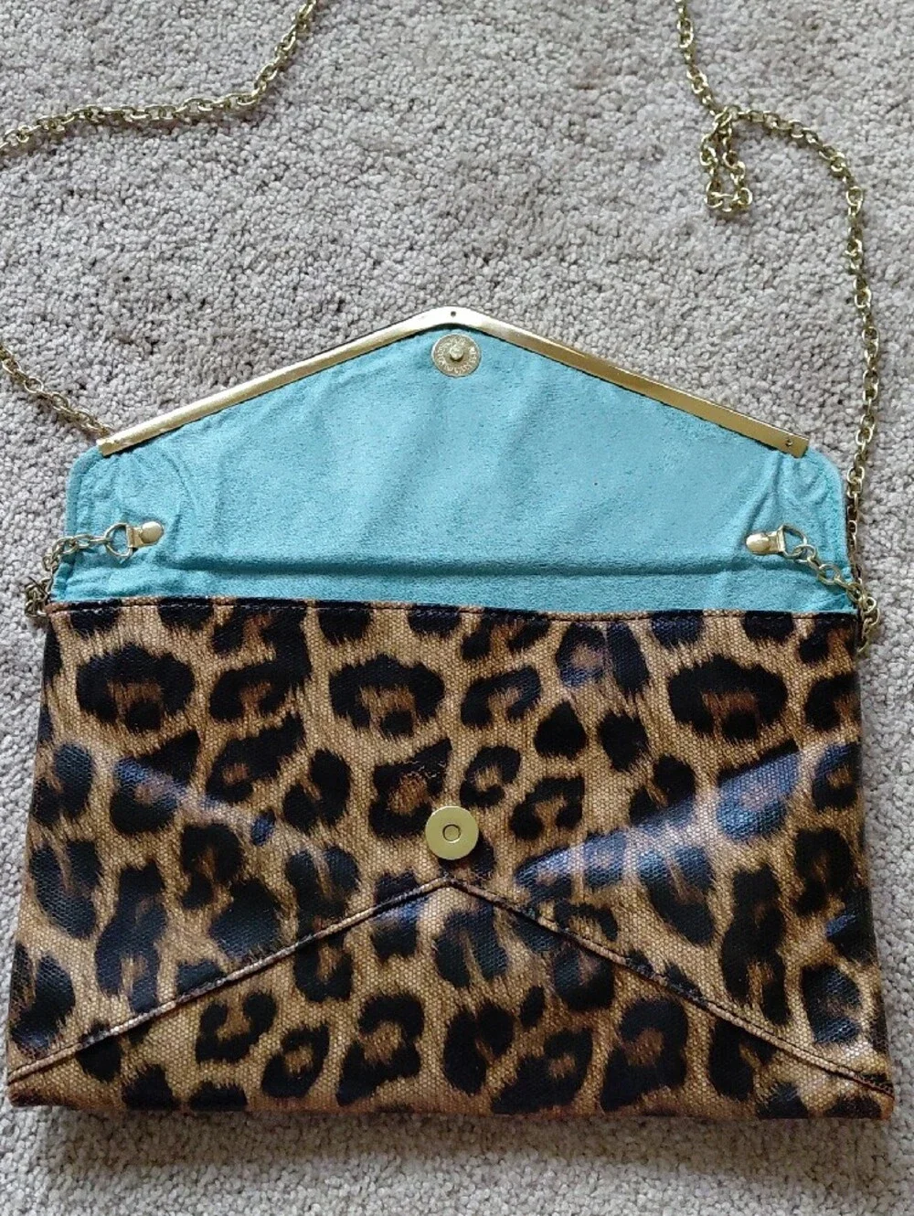 Leopard Print Envelope Clutch - Animal Print Brown Fashion Bag